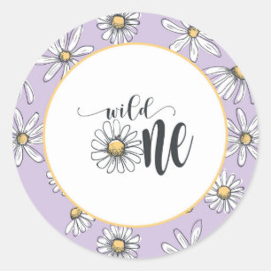 Daisy Birthday Sticker - Wild One - Lila