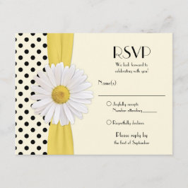 Daisy Black and Ivory Polka Dot Reply Card RSVP Karte