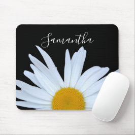 Daisy Black Elegant White Script Mousepad