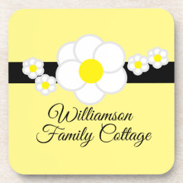 Daisy Black Stripe Gelb Elegante Hütte Getränkeuntersetzer