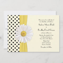 Daisy Black und Ivory Polka Dot Wedding Einladung