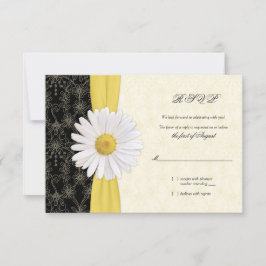 Daisy Black Yellow, Elfenbeinheirat RSVP Karte