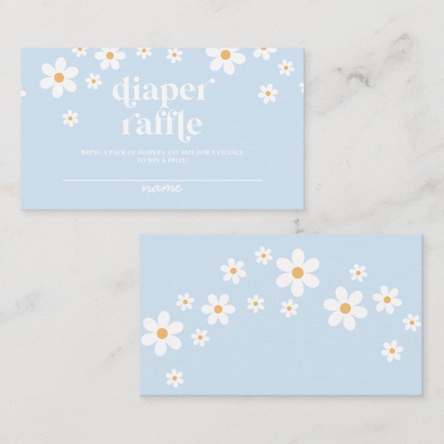 Daisy blassblau Retro Baby Dusche Windelwanne Begleitkarte (Vorne/Hinten)