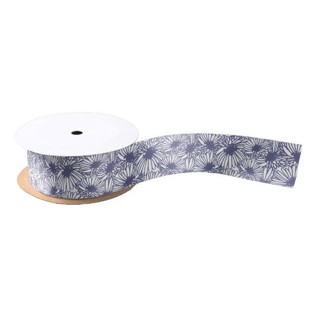 Daisy Blooms - Midnight Blue Ribbon Satinband (Spule)