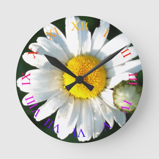 Daisy Blossom Wall Clock Runde Wanduhr (Vorderseite)