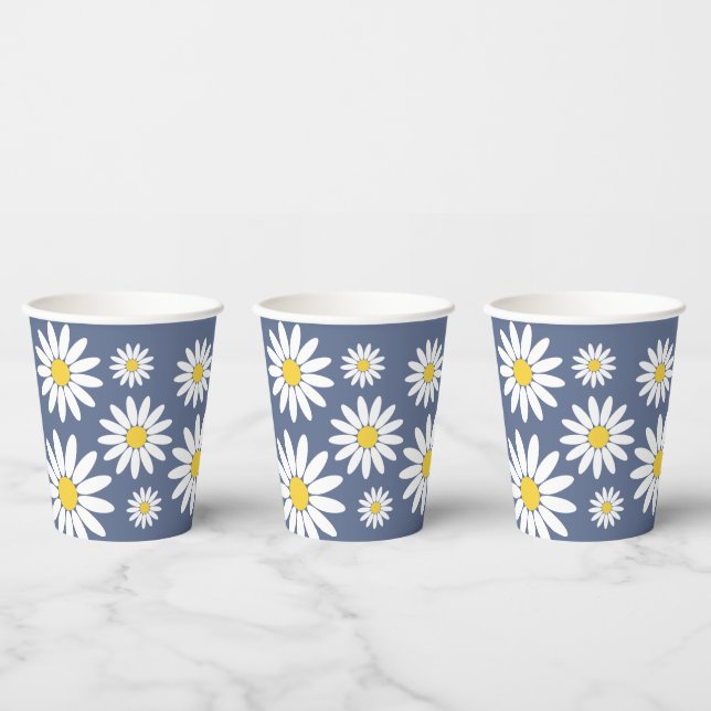 Daisy Blue Backgroud Pappbecher (Multi)