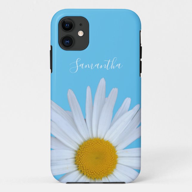 Daisy Blue Elegant White Script Case-Mate iPhone C Hülle (Rückseite)