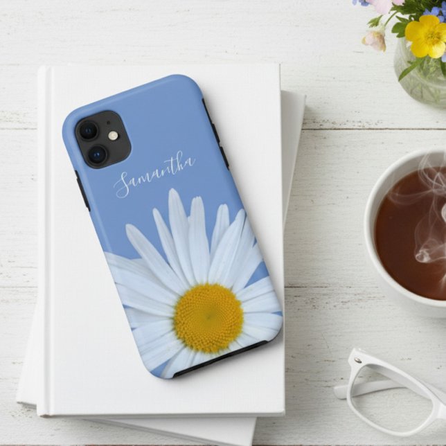 Daisy Blue Elegant White Script Case-Mate iPhone Hülle (Von Creator hochgeladen)