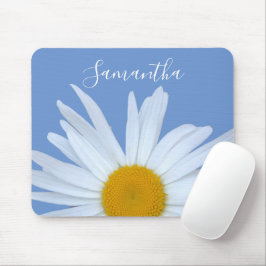 Daisy Blue Elegant White Script Mousepad