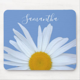 Daisy Blue Elegant White Script Mousepad