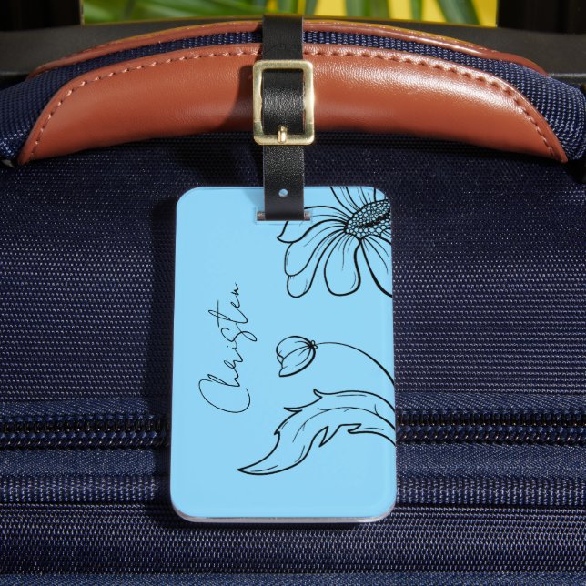 Daisy blue Luggage Tag Gepäckanhänger (Vorderseite Insitu 2)
