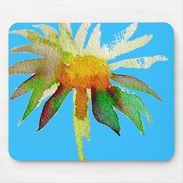 Daisy Blue Modern Art Blume Mousepad (Vorne)
