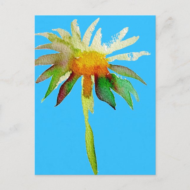 Daisy Blue Modern Art Blume Postkarte (Vorderseite)