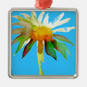 Daisy Blue Modern Art Blume Silbernes Ornament