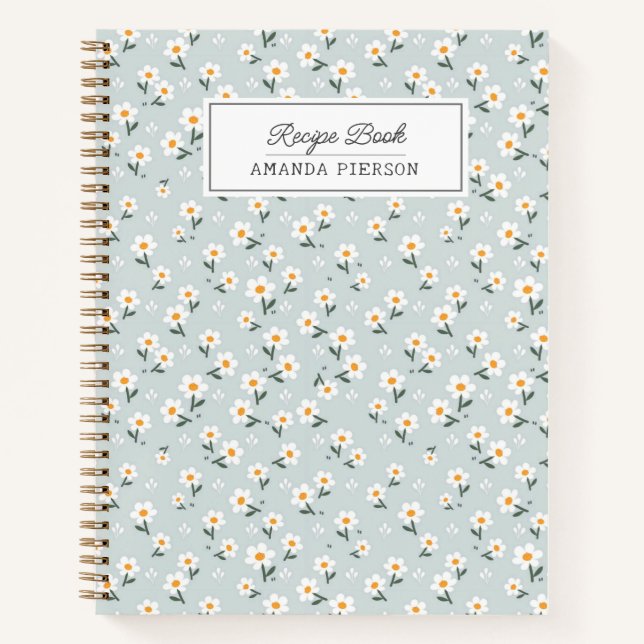 Daisy Blue Niedlich Recipe Book Notizbuch (Vorderseite)