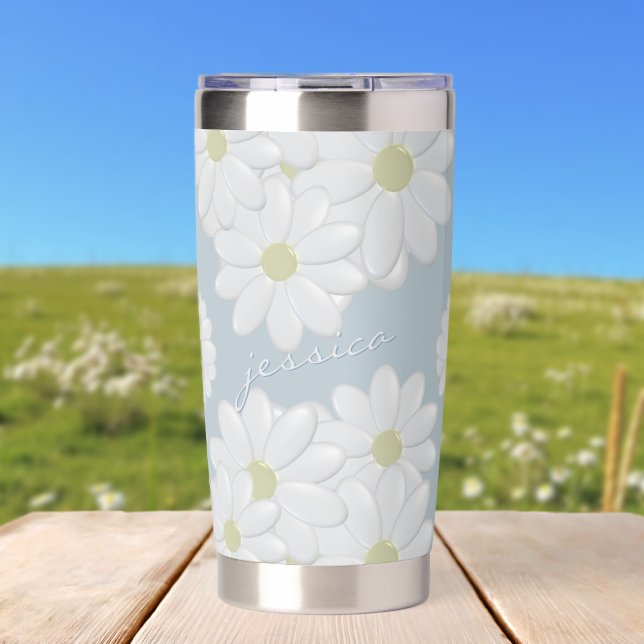 Daisy Blue Sky Springtime-Insulbler Thermobecher (Fan of springtime & daisies? Add your name to this thermal tumbler. Makes a great Mother's Day Gift)