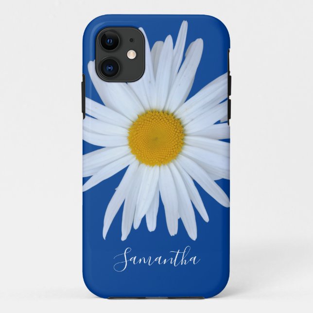 Daisy Blue White Script Case-Mate iPhone Case (Rückseite)