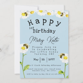 Daisy Blume 1. Geburtstag Honey Bee Einladung