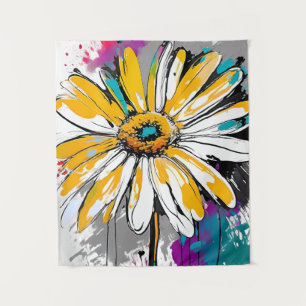 Daisy Blume Abstrakte Art Blumenbäume Wandteppich