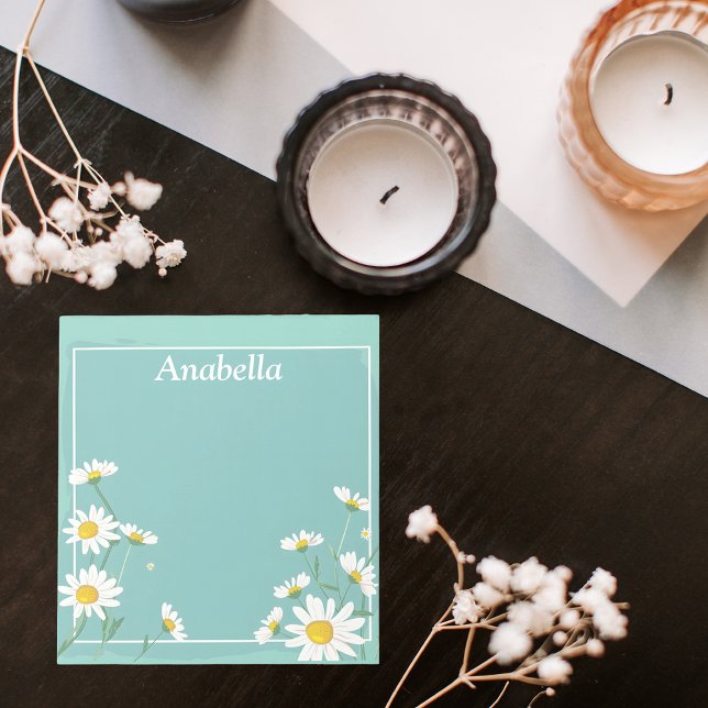 Daisy-Blume auf hellgrünem Hintergrund Notizblock (Daisy flower frame on light green background notepad)