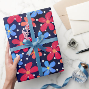 Daisy-Blume auf Polka-Punkten Geschenkpapier