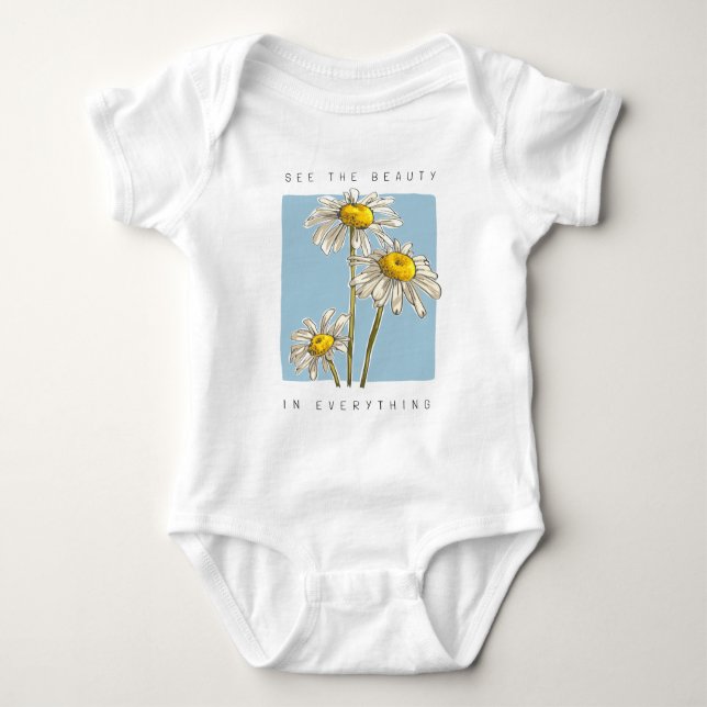 Daisy Blume Beauty Slogan Baby Strampler (Vorderseite)