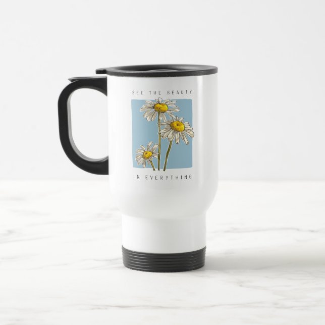 Daisy Blume Beauty Slogan Reisebecher (Links)
