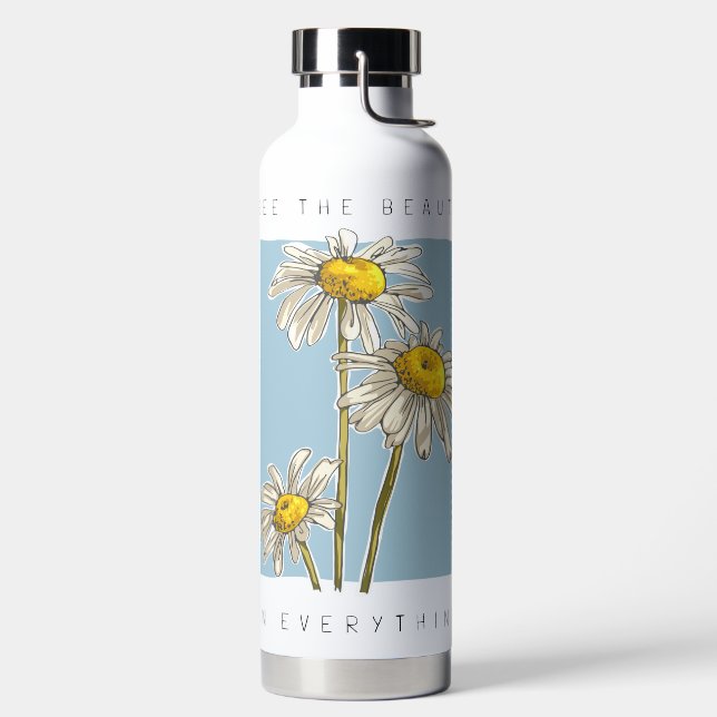 Daisy Blume Beauty Slogan Trinkflasche (links)