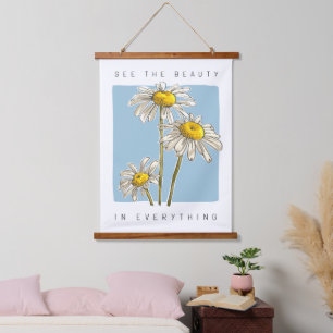 Daisy Blume Beauty Slogan Wandteppich Mit Holzrahmen