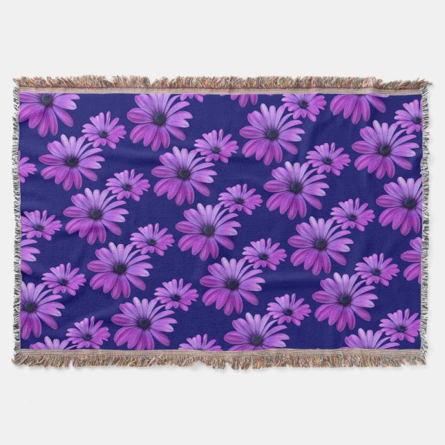 Daisy Blume Blanket Lila Daisies Throw Blanket Decke (Vorderseite)