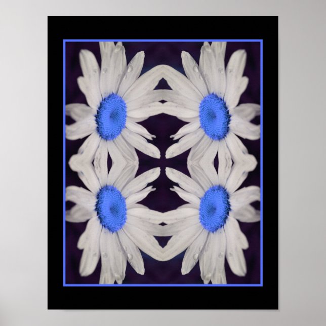 Daisy Blume Blue Center Raindrops Abstrakt Poster (Vorne)