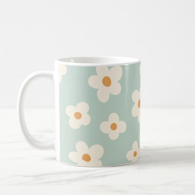 Daisy Blume Blumengrün Muster Pastellfarben Kaffeetasse (Links)