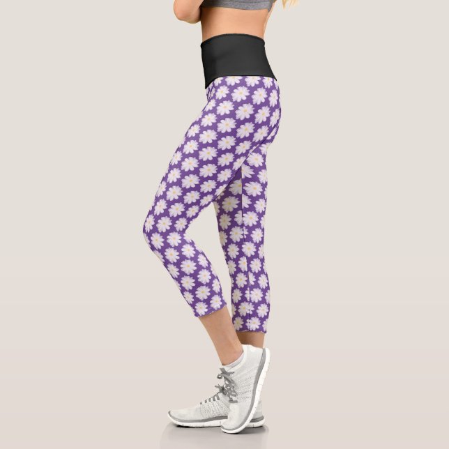 Daisy Blume Blumenmuster Rosa Hoch Taille Capri Leggings (Links)