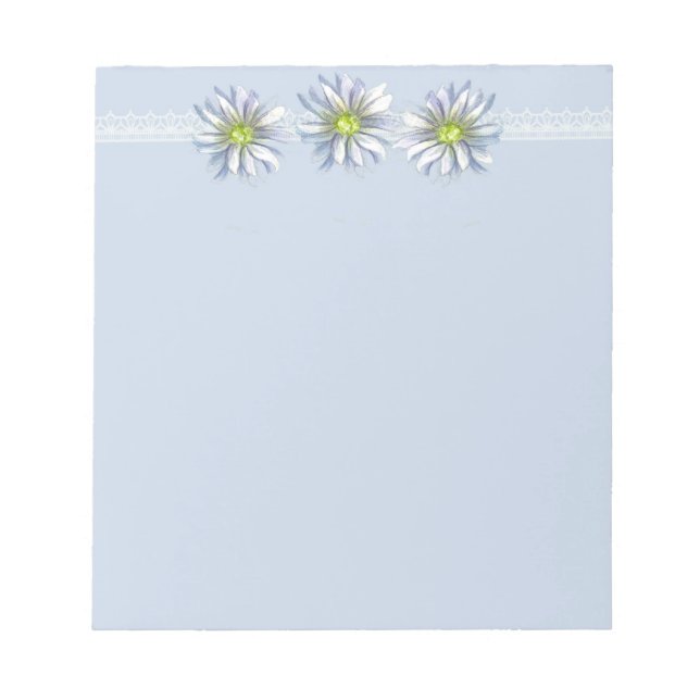 Daisy Blume Botanical Zeichnend Pastel Blue Notizblock (Vorderseite)