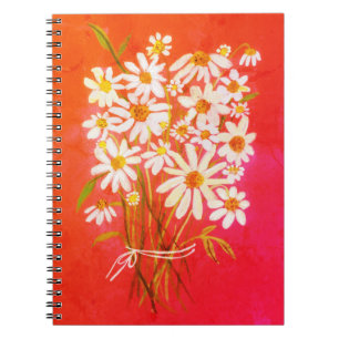 Daisy Blume Bouquet Watercolor Red Notizblock