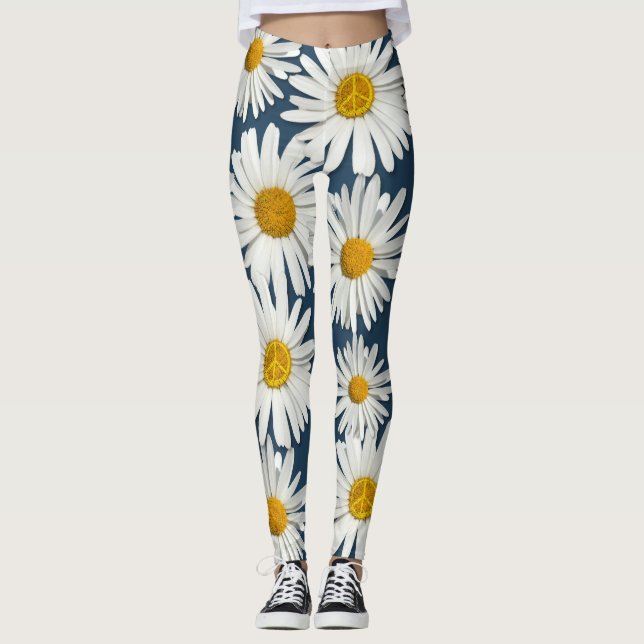 Daisy Blume des inneren Friedenssymbol signieren H Leggings (Vorderseite)
