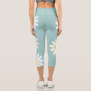Daisy Blume Floral Pattern Girly Regenbogenpadel Capri Leggings