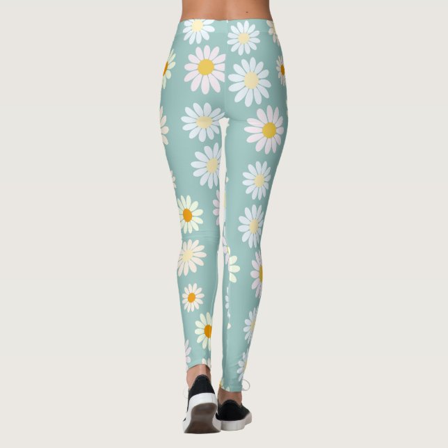 Daisy Blume Floral Pattern Girly Regenbogenpadel Leggings (Rückseite)