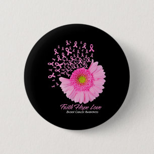 Daisy Blume Glaube Hoffnung Liebe Brustkrebs Button