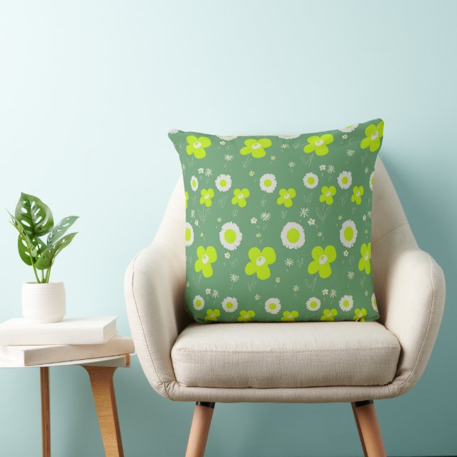 Daisy Blume Green Gray Kissen (Stuhl )