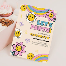 Daisy Blume Groovy Retro Birthday Einladungskarte Einladung