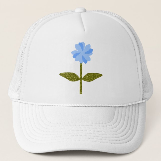 Daisy Blume Hübsch Blue Floral Hat Truckerkappe (Vorderseite)
