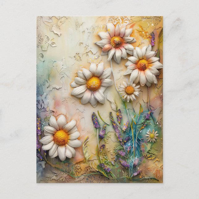 Daisy Blume Hübsche Wildblumen Blumenstrauß Art Postkarte (Vorderseite)