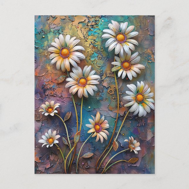 Daisy Blume Hübsche Wildblumen Blumenstrauß Art Postkarte (Vorderseite)