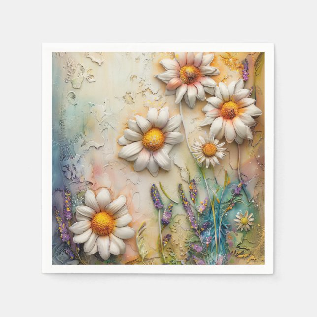 Daisy Blume Hübsche Wildblumen Blumenstrauß Art Serviette (Vorderseite)