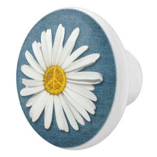 Daisy Blume Inner PEACE Symbol signieren Blue Deni Keramikknauf
