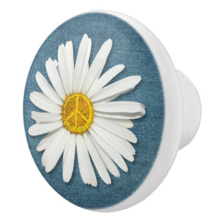 Daisy Blume Inner PEACE Symbol signieren Blue Deni Keramikknauf