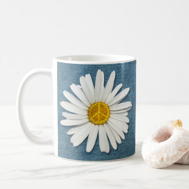 Daisy Blume Inner Peace Symbol signieren Hippie De Kaffeetasse (Mit Donut)
