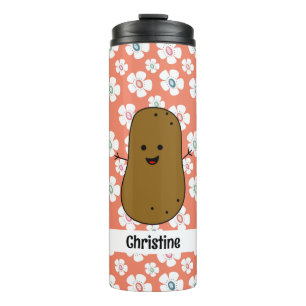 Daisy Blume Lachs Pink Brown Potato Custom Thermosbecher