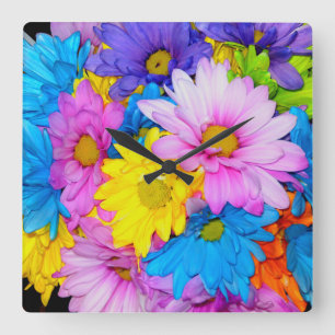 Daisy Blume Mix Clock Quadratische Wanduhr